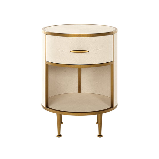 DI Designs Hampton Round Bedside Ivory Shagreen