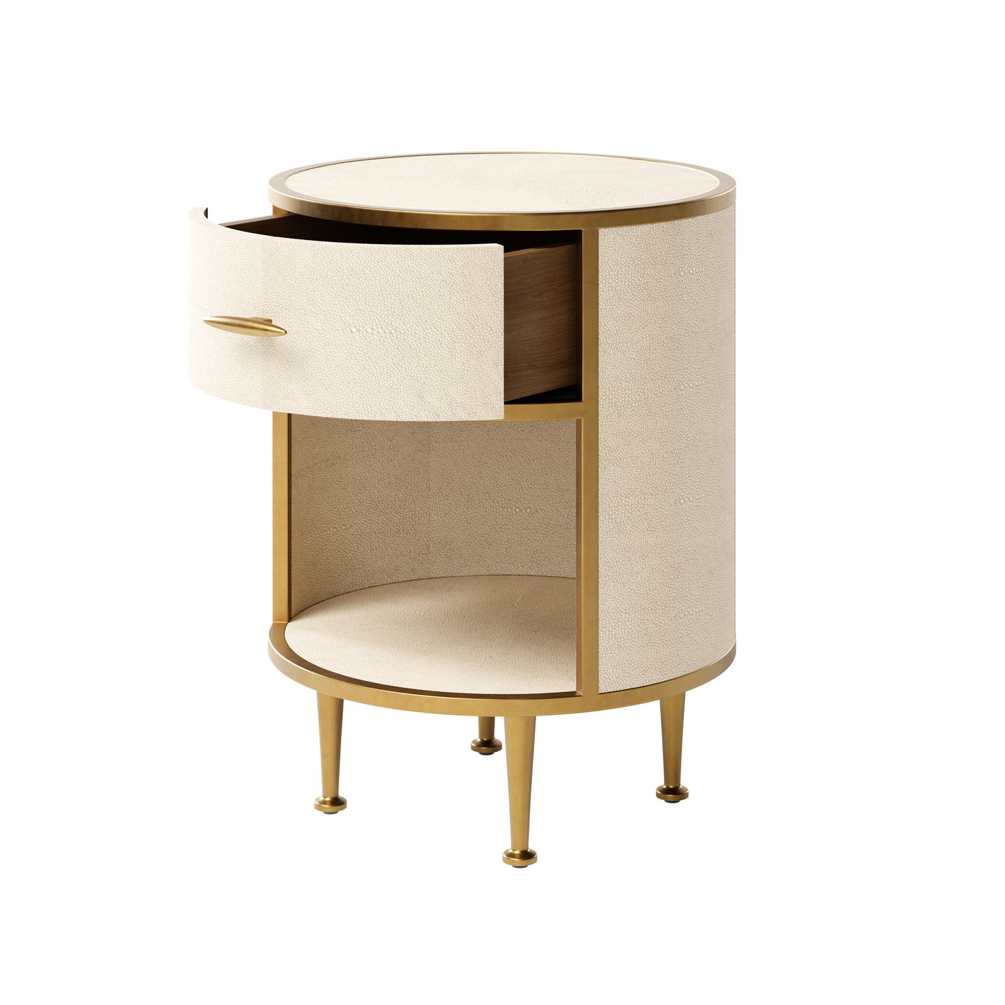 DI Designs Hampton Round Bedside Ivory Shagreen