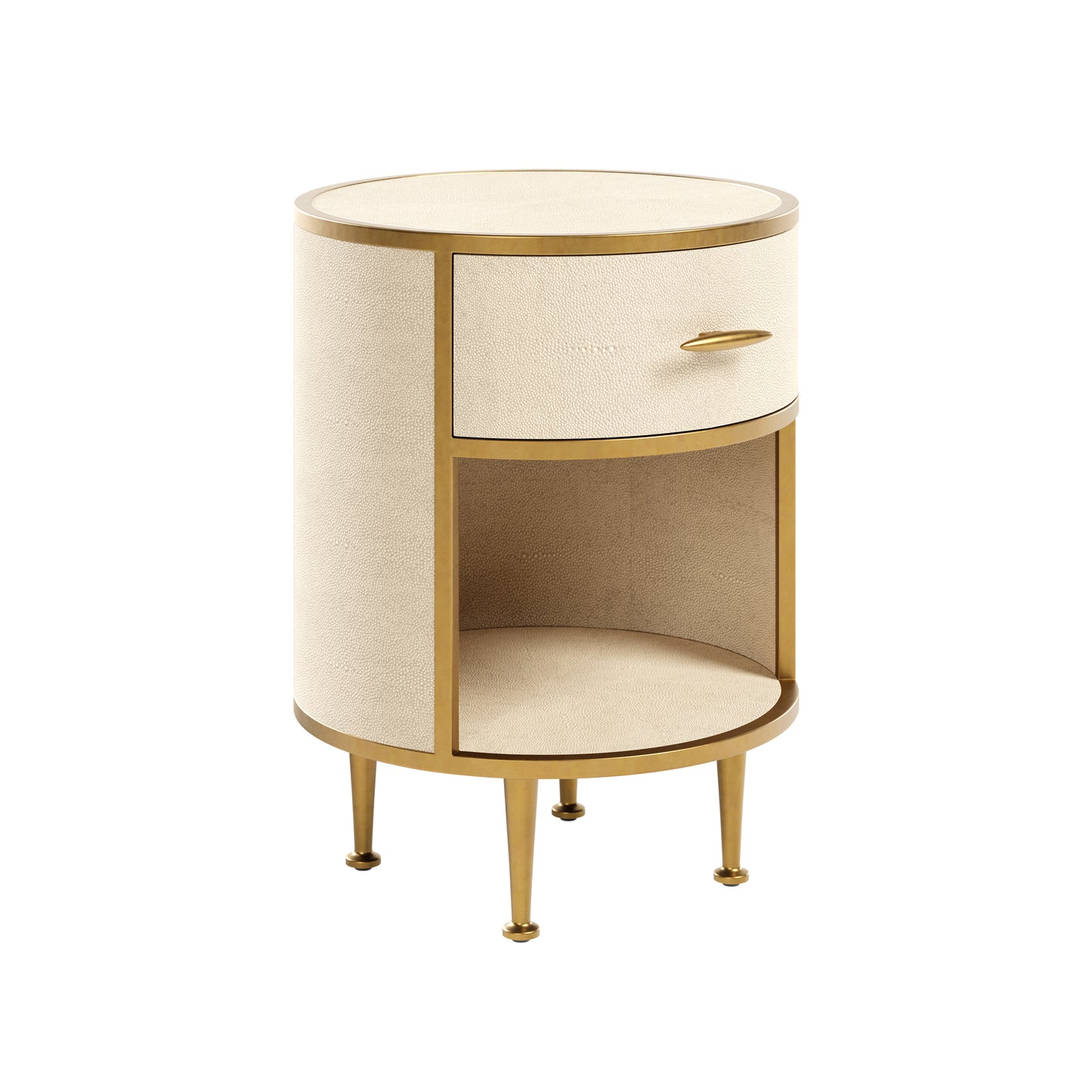 DI Designs Hampton Round Bedside Ivory Shagreen