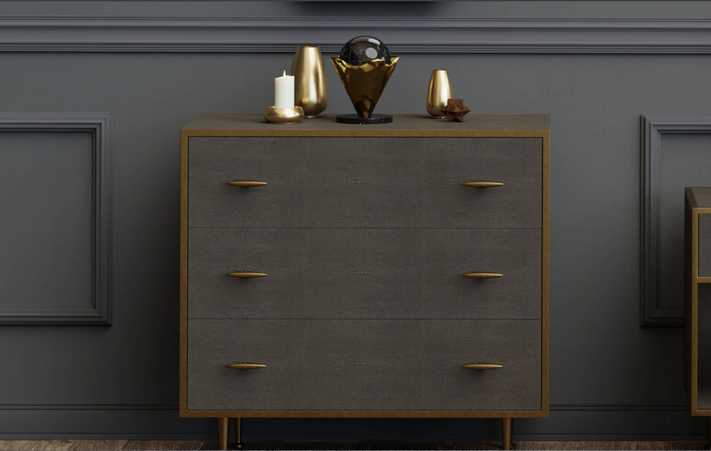 DI Designs Hampton Chest of Drawers Grey Shagreen